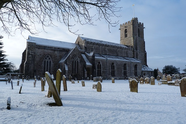 A church in Wareham on a snowy day