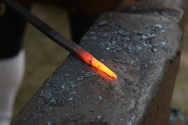 Iron on an anvil