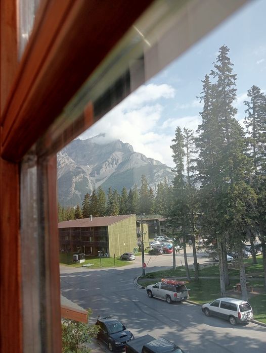 Looking out of my hotel room in Banff